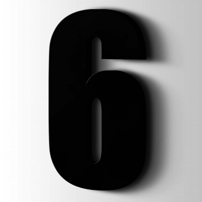 Kunststof Cijfer 6 Impact Acrylaat 9005 Jet Black - 1