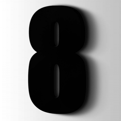 Kunststof Cijfer 8 Impact Acrylaat 9005 Jet Black - 1