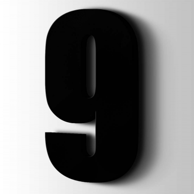 Kunststof Cijfer 9 Impact Acrylaat 9005 Jet Black - 1