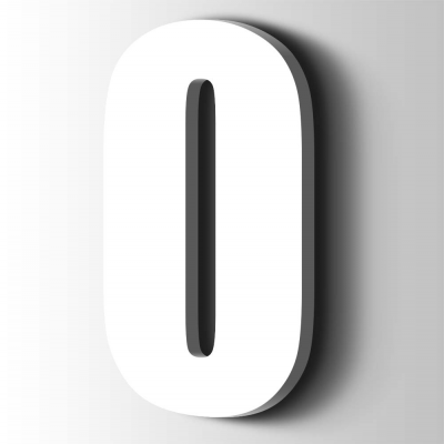 Kunststof Cijfer 0 Impact Acrylaat 9016 Traffic white - 1