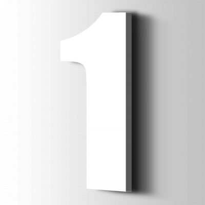 Kunststof Cijfer 1 Impact Acrylaat 9016 Traffic white - 1