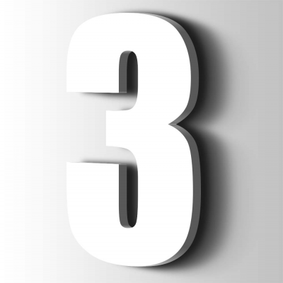 Kunststof Cijfer 3 Impact Acrylaat 9016 Traffic white - 1