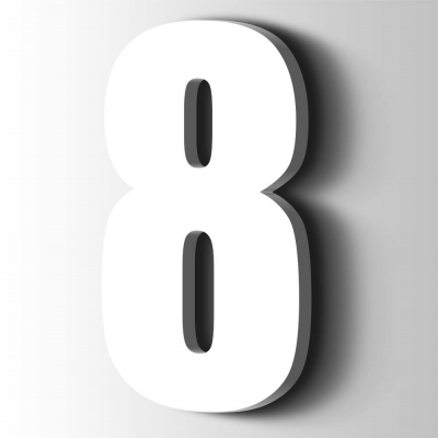 Kunststof Cijfer 8 Impact Acrylaat 9016 Traffic white - 1