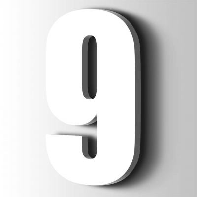 Kunststof Cijfer 9 Impact Acrylaat 9016 Traffic white - 1