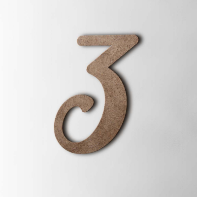 Houten Cijfer 3 Back to Black MDF Bruin - 1