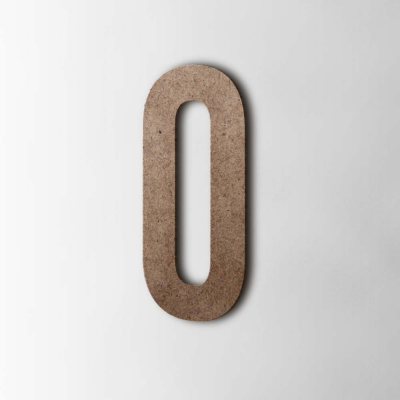 Houten Cijfer 0 Bebas Neue MDF Bruin - 1 Houten Cijfer 0 Bebas Neue MDF Bruin - 1