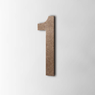 Houten Cijfer 1 Bebas Neue MDF Bruin - 1