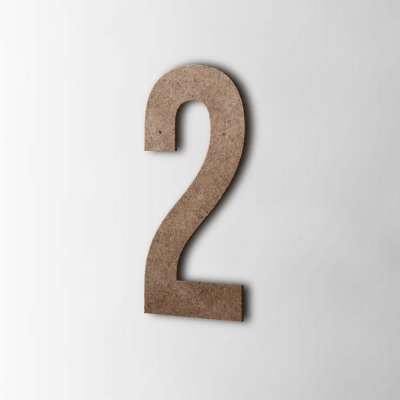 Houten Cijfer 2 Bebas Neue MDF Bruin - 1