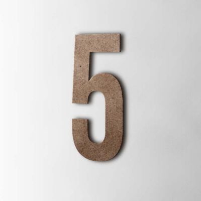 Houten Cijfer 5 Bebas Neue MDF Bruin - 1