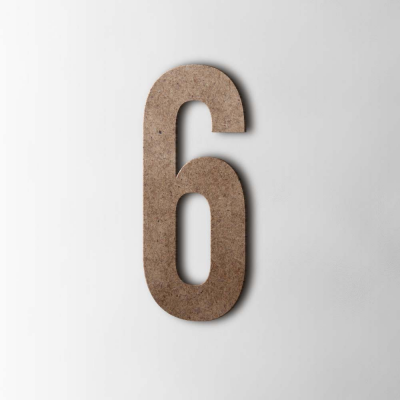 Houten Cijfer 6 Bebas Neue MDF Bruin - 1 Houten Cijfer 6 Bebas Neue MDF Bruin - 1