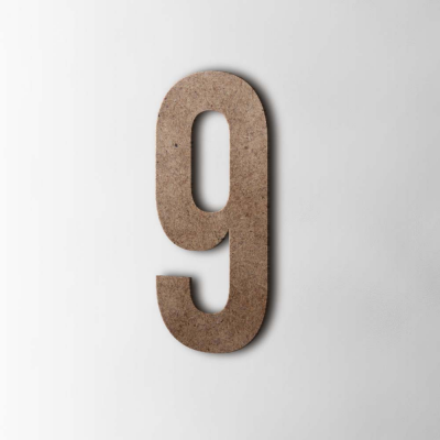 Houten Cijfer 9 Bebas Neue MDF Bruin - 1