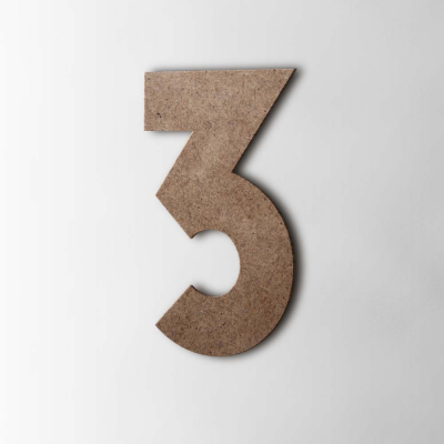 Houten Cijfer 3 Big John MDF Bruin - 1