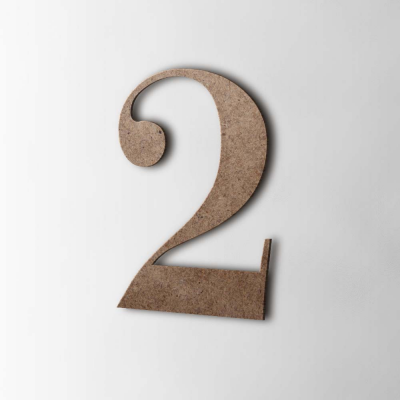 Houten Cijfer 2 Bodoni MDF Bruin - 1
