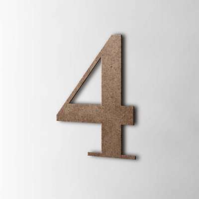Houten Cijfer 4 Bodoni MDF Bruin - 1