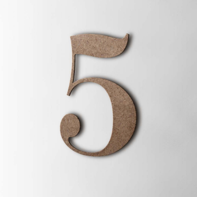 Houten Cijfer 5 Bodoni MDF Bruin - 1