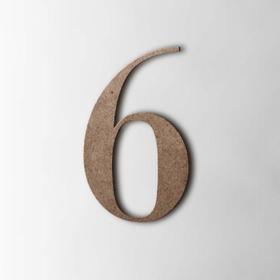 Houten Cijfer 6 Bodoni MDF Bruin - 1