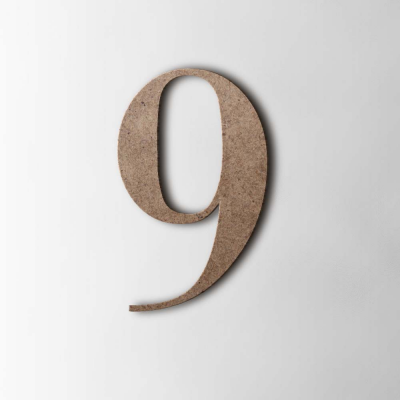 Houten Cijfer 9 Bodoni MDF Bruin - 1