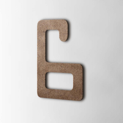 Houten Cijfer 6 Checkbook MDF Bruin - 1