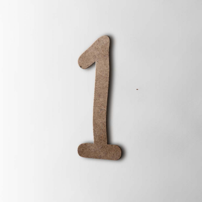 Houten Cijfer 1 Comic Sans MDF Bruin - 1