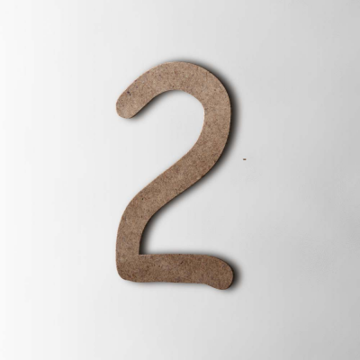 Houten Cijfer 2 Comic Sans MDF Bruin - 1
