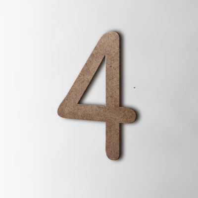 Houten Cijfer 4 Comic Sans MDF Bruin - 1
