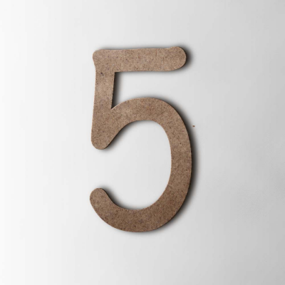 Houten Cijfer 5 Comic Sans MDF Bruin - 1