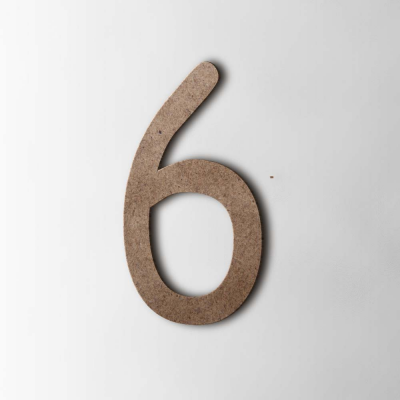 Houten Cijfer 6 Comic Sans MDF Bruin - 1