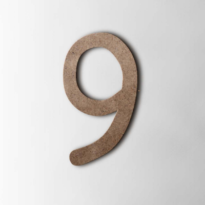 Houten Cijfer 9 Comic Sans MDF Bruin - 1