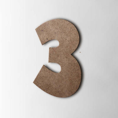 Houten Cijfer 3 Grobold MDF Bruin - 1