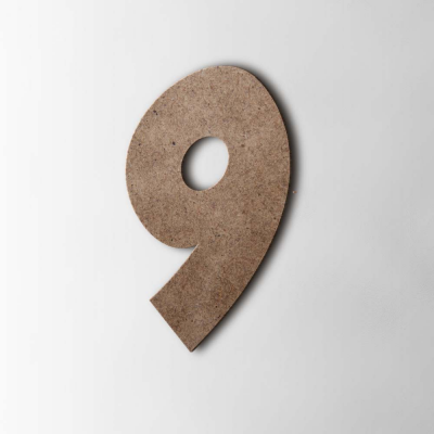 Houten Cijfer 9 Grobold MDF Bruin - 1