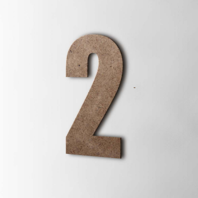 Houten Cijfer 2 Impact MDF Bruin - 1
