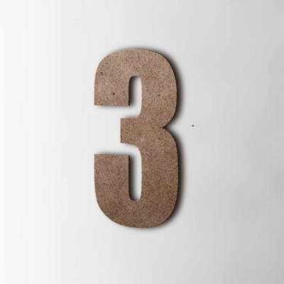 Houten Cijfer 3 Impact MDF Bruin - 1