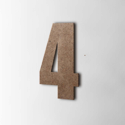 Houten Cijfer 4 Impact MDF Bruin - 1 Houten Cijfer 4 Impact MDF Bruin - 1