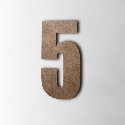 Houten Cijfer 5 Impact MDF Bruin - 1