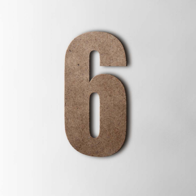 Houten Cijfer 6 Impact MDF Bruin - 1
