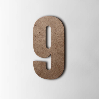 Houten Cijfer 9 Impact MDF Bruin - 1