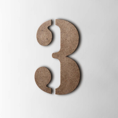 Houten Cijfer 3 Stencil MDF Bruin - 1