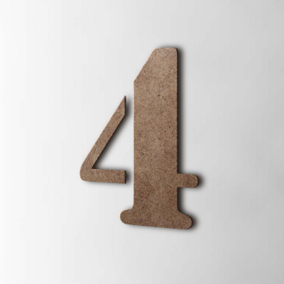 Houten Cijfer 4 Stencil MDF Bruin - 1