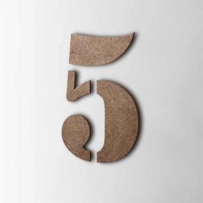Houten Cijfer 5 Stencil MDF Bruin - 1