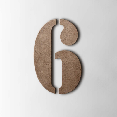 Houten Cijfer 6 Stencil MDF Bruin - 1