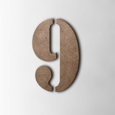 Houten Cijfer 9 Stencil MDF Bruin - 1