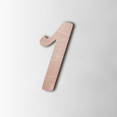 Houten Cijfer 1 Back to Black Okoume - 1