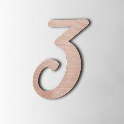 Houten Cijfer 3 Back to Black Okoume - 1
