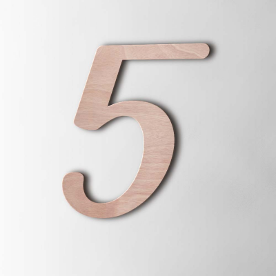 Houten Cijfer 5 Back to Black Okoume - 1