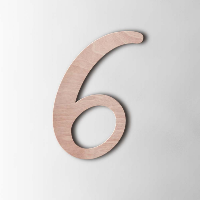 Houten Cijfer 6 Back to Black Okoume - 1