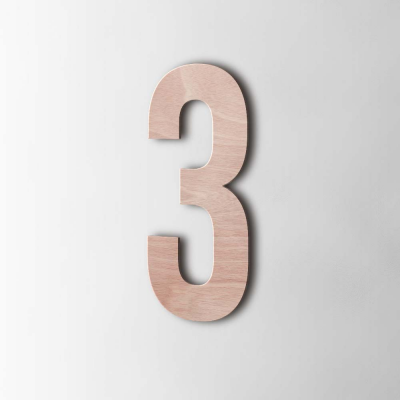 Houten Cijfer 3 Bebas Neue Okoume - 1
