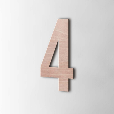 Houten Cijfer 4 Bebas Neue Okoume - 1