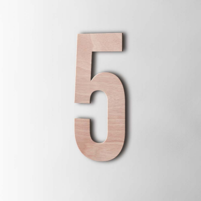 Houten Cijfer 5 Bebas Neue Okoume - 1