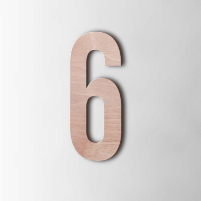 Houten Cijfer 6 Bebas Neue Okoume - 1