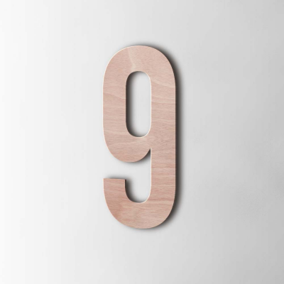 Houten Cijfer 9 Bebas Neue Okoume - 1